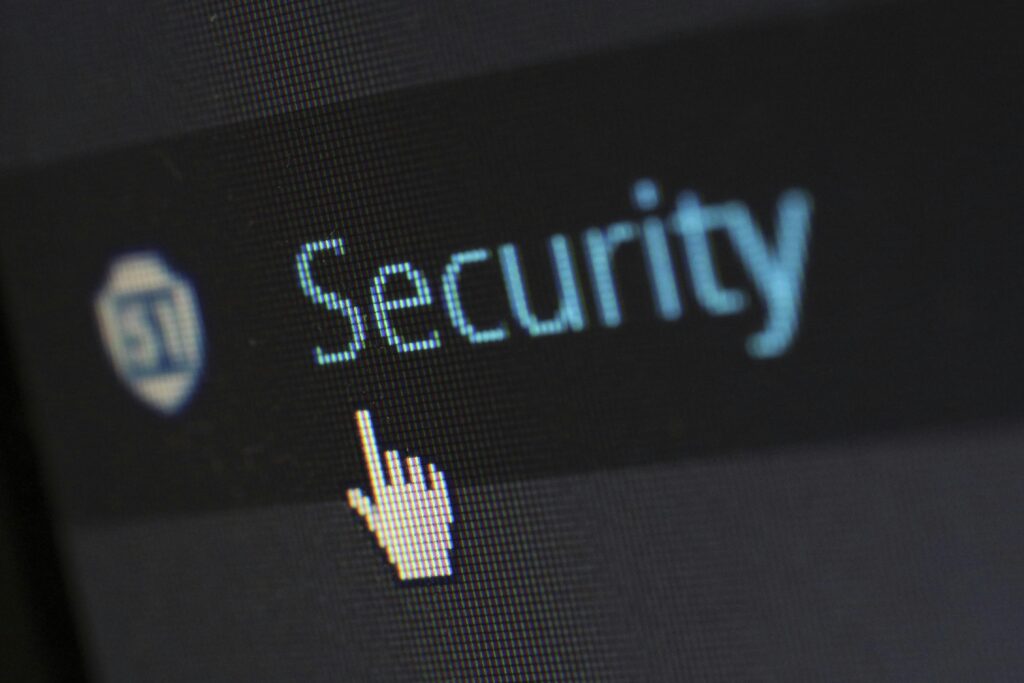 the word "security" on desktop screen